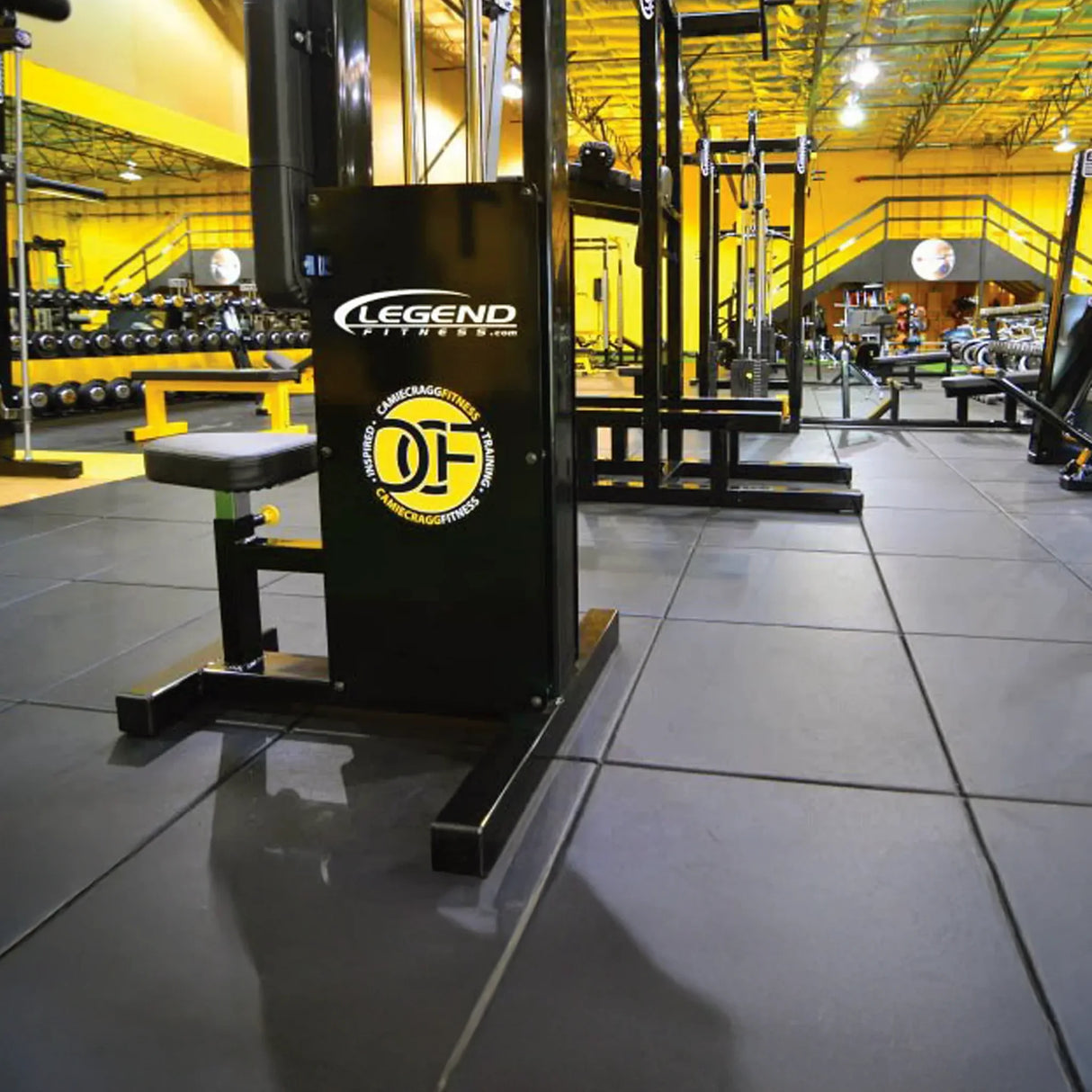 Gym machine with Legend Fitness logo in a gym setting