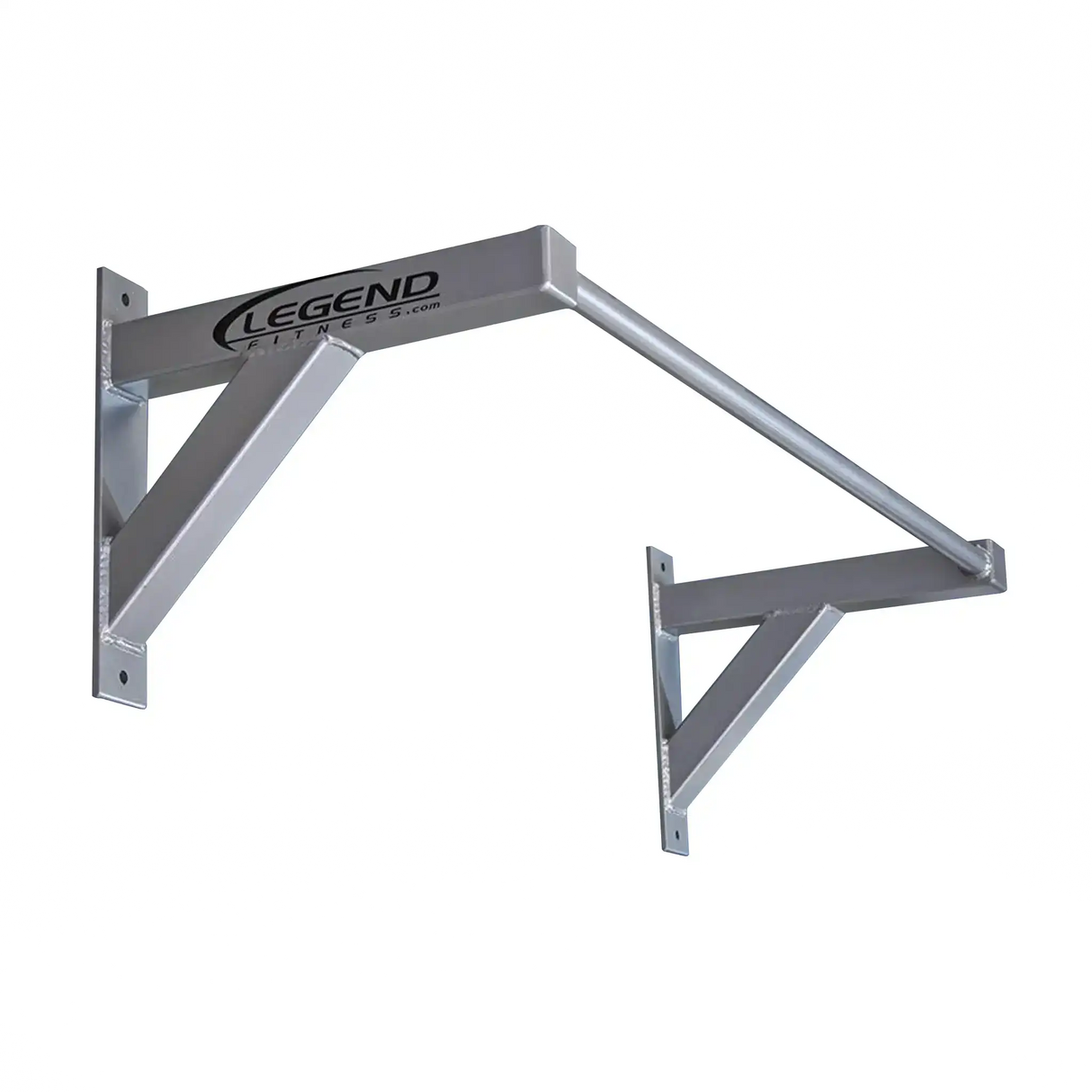 Metal wall-mounted pull-up bar with 'Legend Fitness' branding on a white background