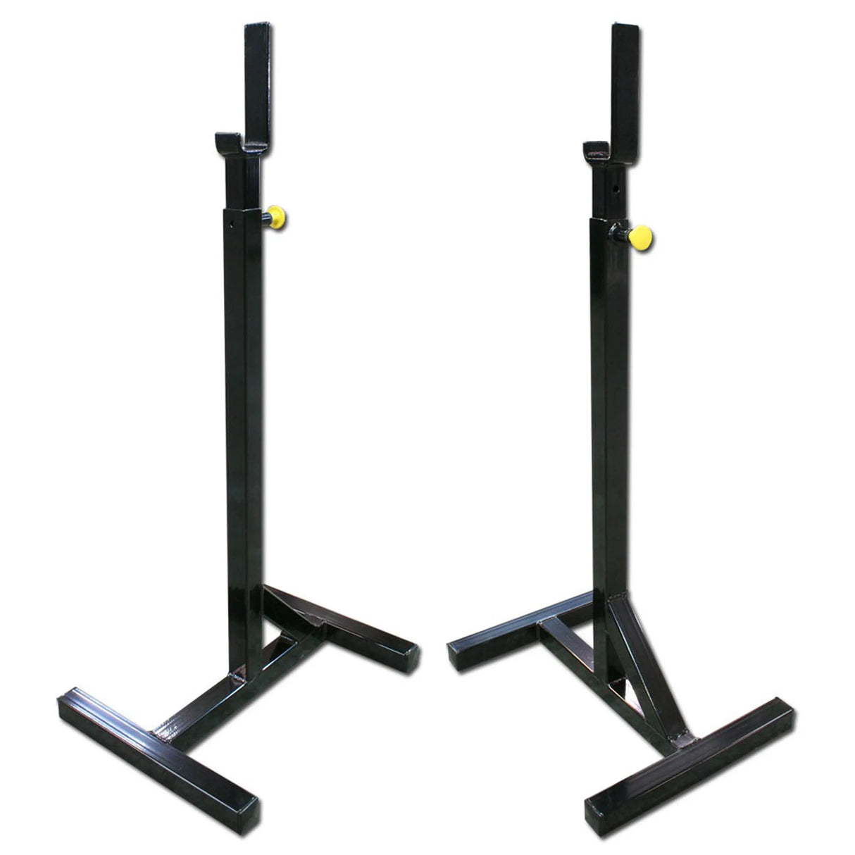 Pair of black squat stands on a white background