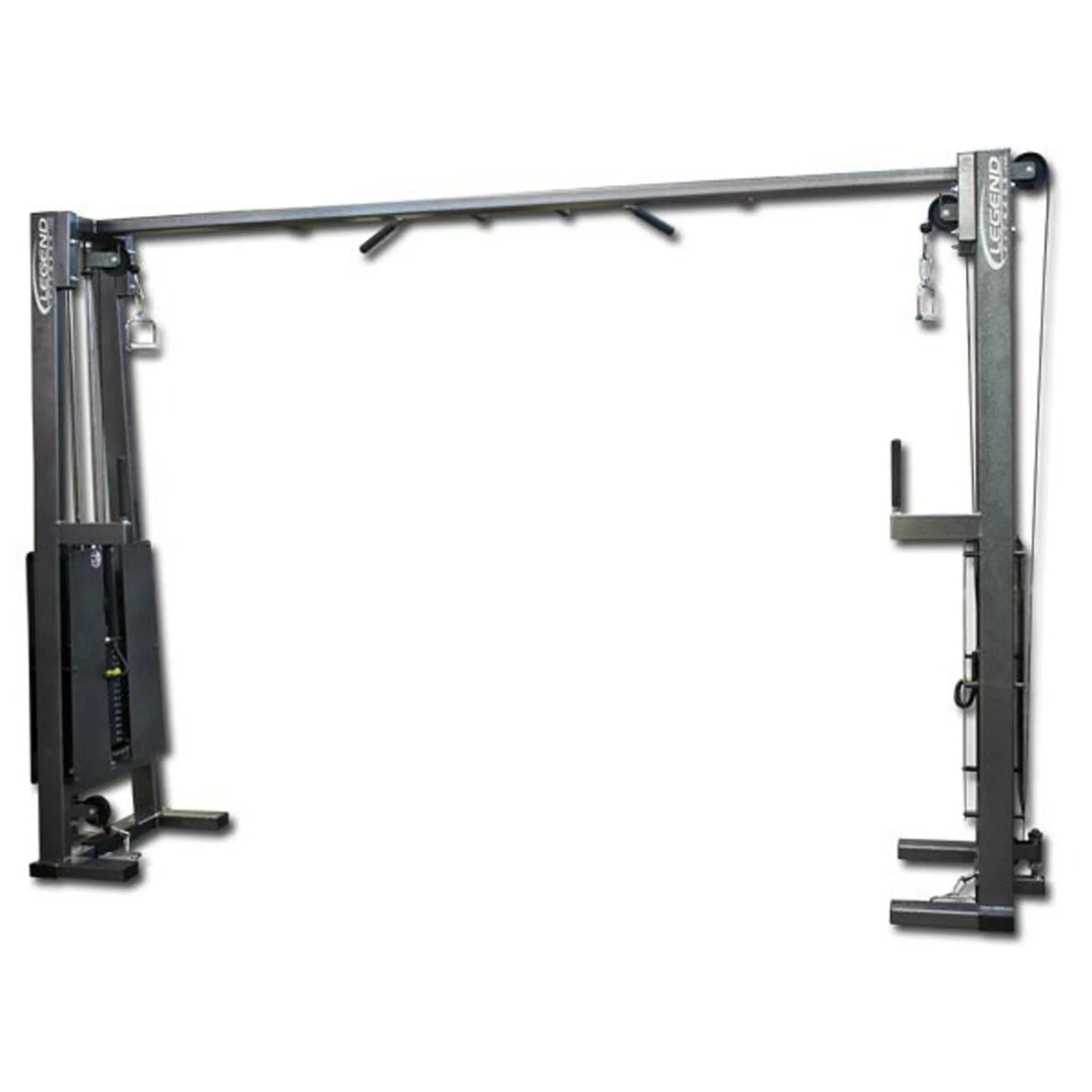 The Legend Fitness 954 Cable Crossover with Adjustable Pulleys by Legend Fitness features a pull-up bar and offers versatile strength training workouts.
