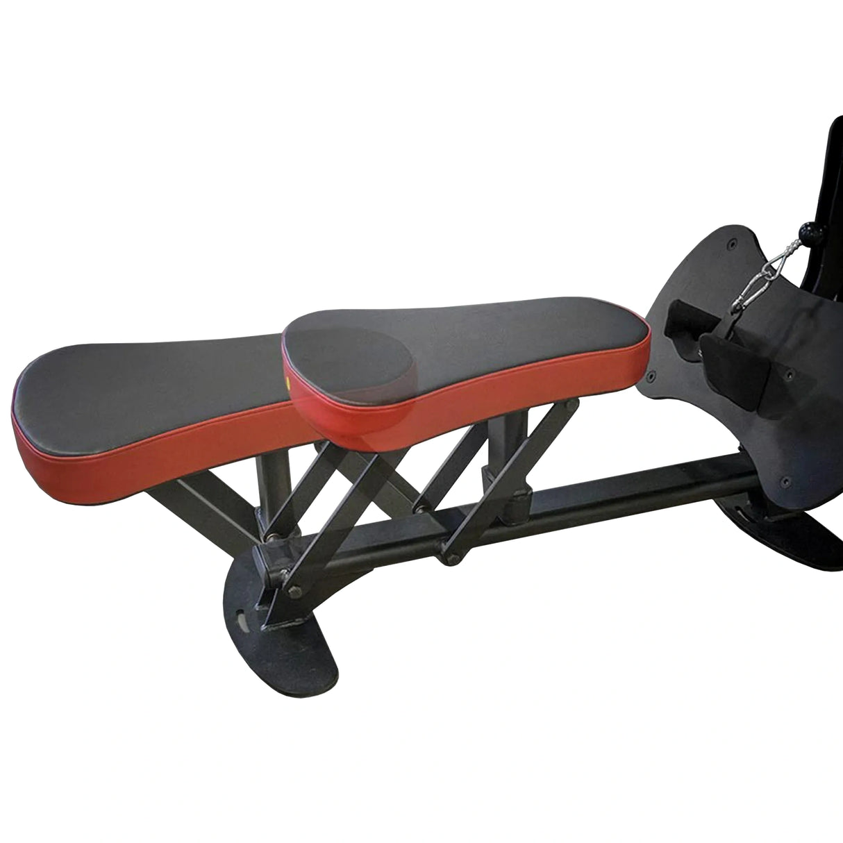 Black and red gym bench on a white background