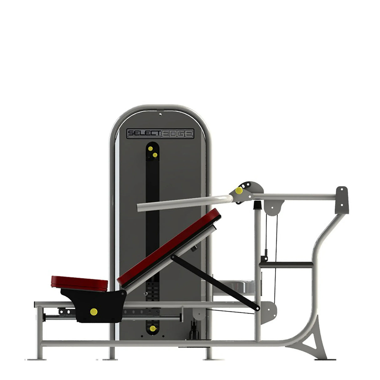 Gray gym machine with SelectEDGE branding on a white background