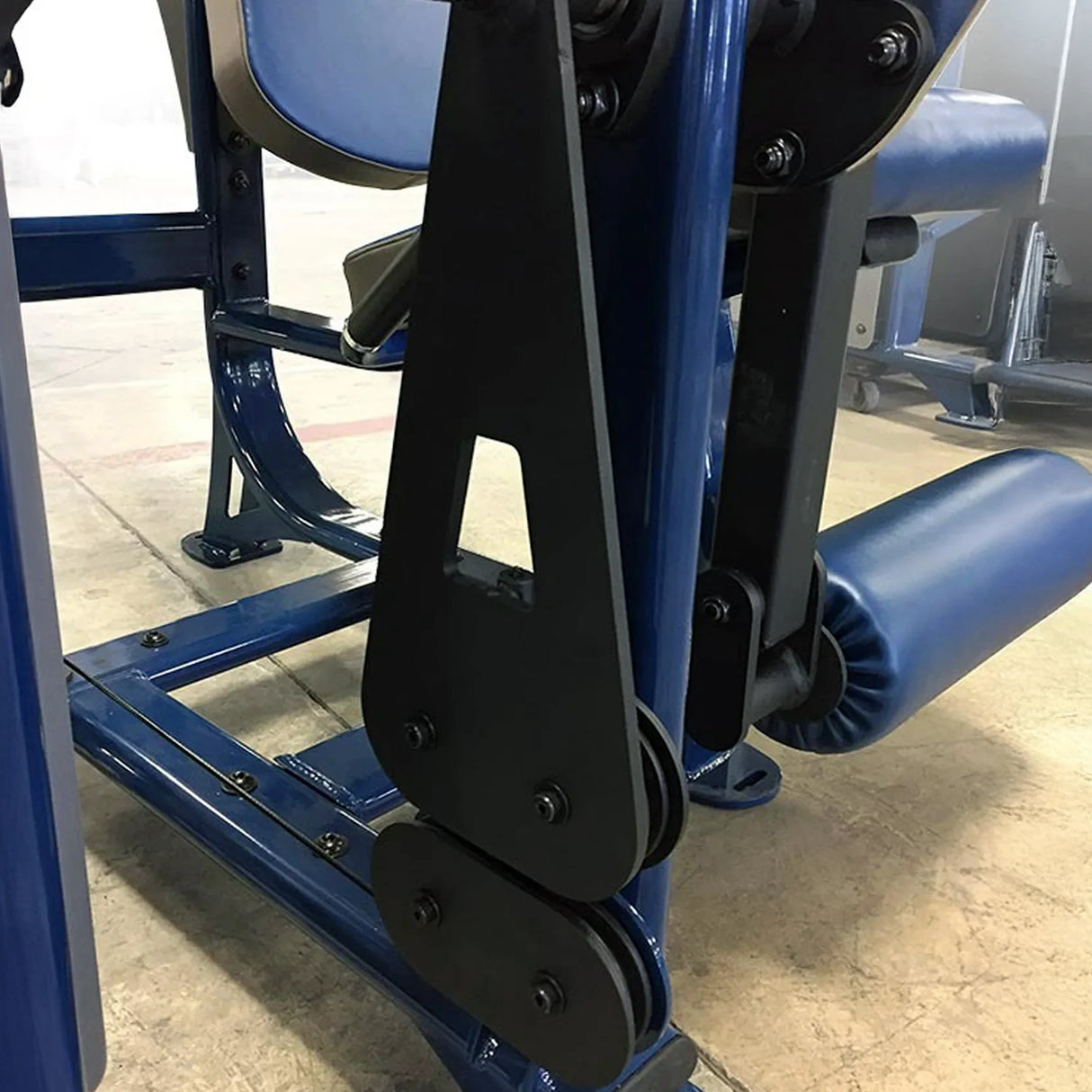 Close-up of a blue and black gym machine