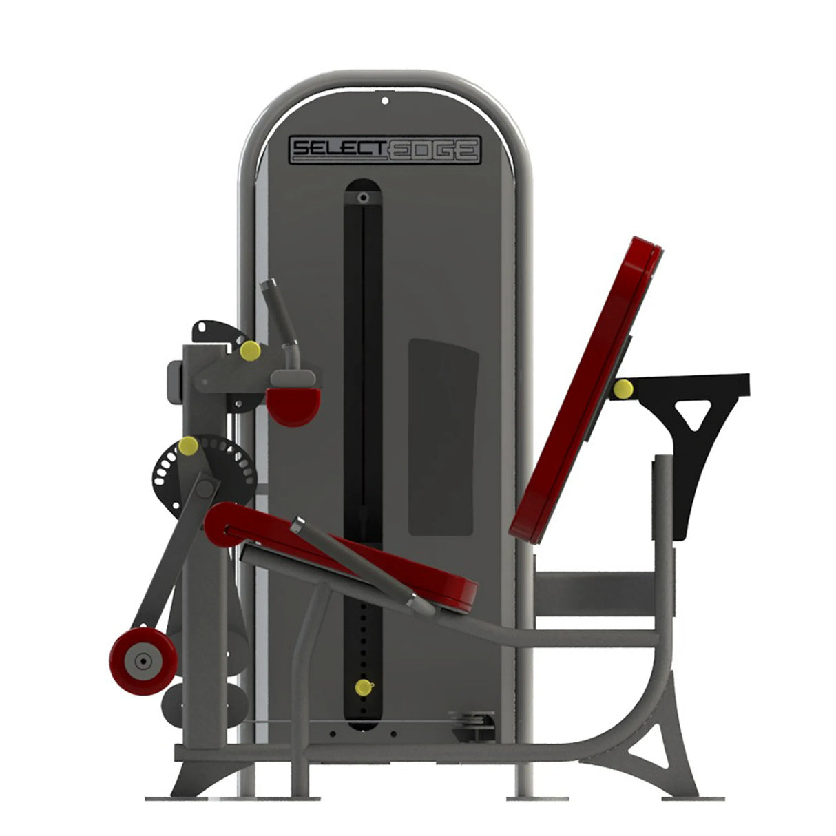 Gray and red gym machine with 'SelectEDGE' branding on a white background