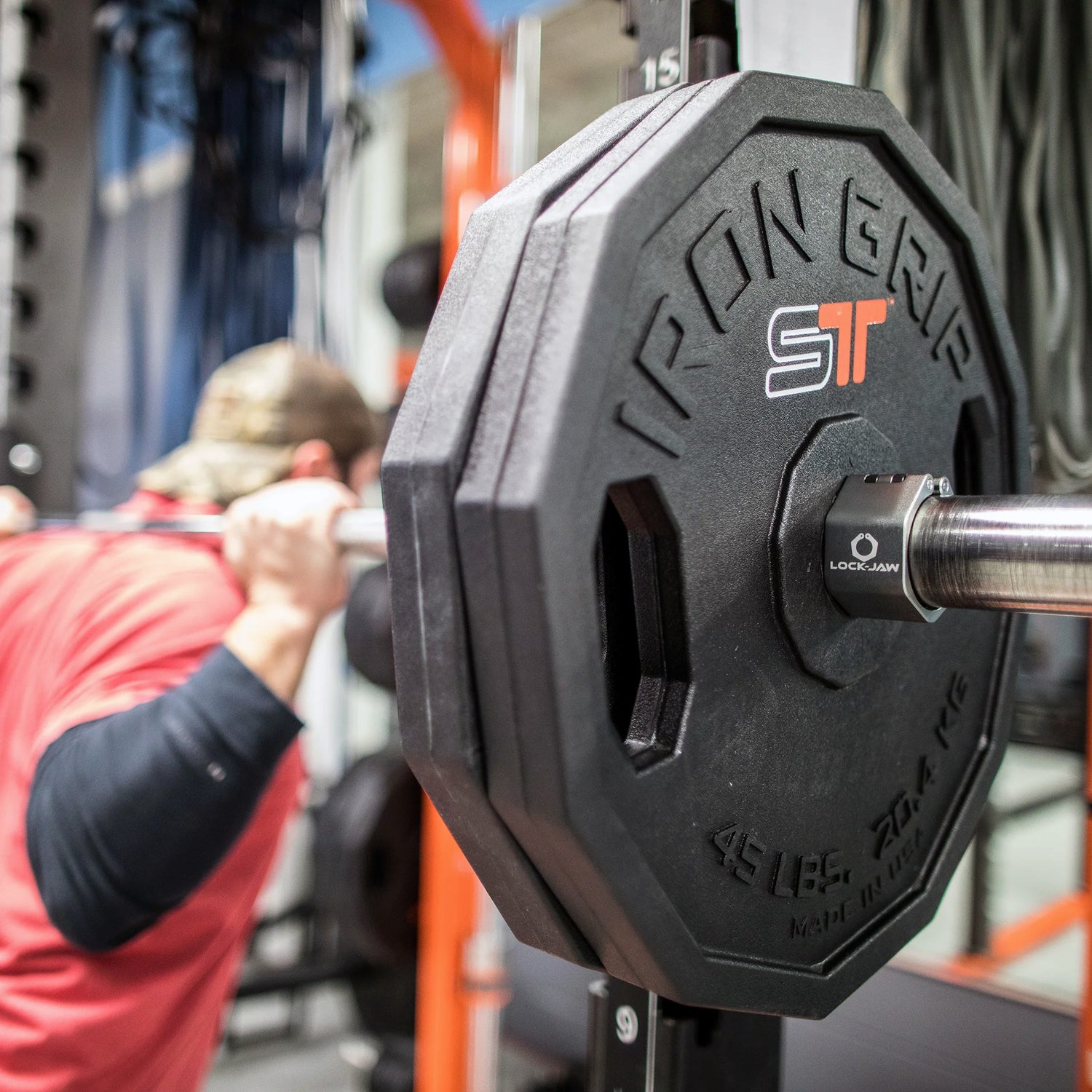 Lock-Jaw Metal Barbell Collars - Commercial Grade Barbell Clamps, Different Color Options including Red, Blue, and Gray, 1 Year Commercial Warranty, Fits Two Inch Barbell Diameter