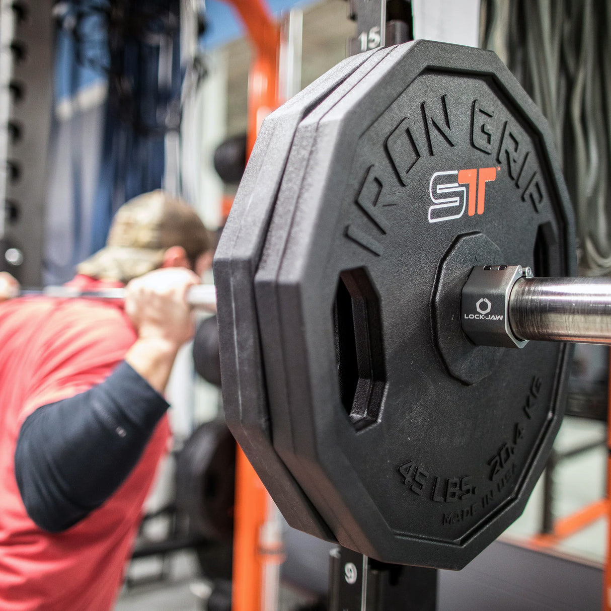 Lock-Jaw Metal Barbell Collars - Commercial Grade Barbell Clamps, Different Color Options including Red, Blue, and Gray, 1 Year Commercial Warranty, Fits Two Inch Barbell Diameter