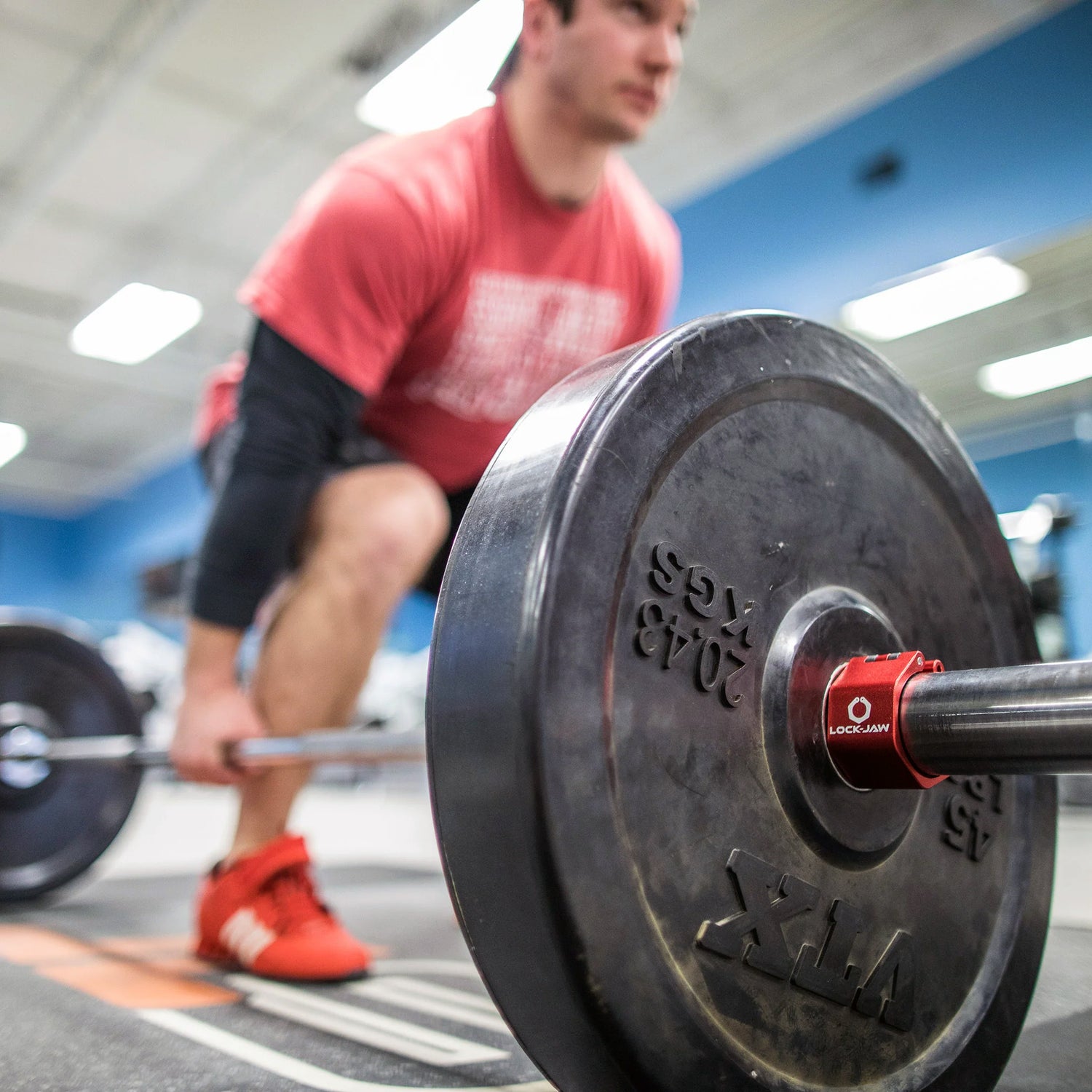 Lock-Jaw Metal Barbell Collars - Commercial Grade Barbell Clamps, Different Color Options including Red, Blue, and Gray, 1 Year Commercial Warranty, Fits Two Inch Barbell Diameter