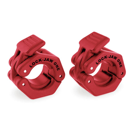 Two red 'Lock-Jaw One' clamps on a white background