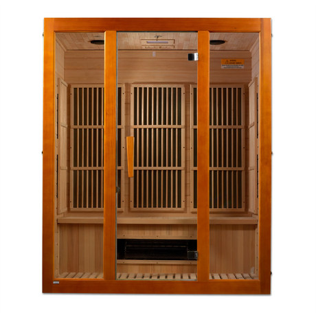 Maxxus Saunas FAR infrared Alpine model sauna constructed from Canadian hemlock wood with a three person capacity