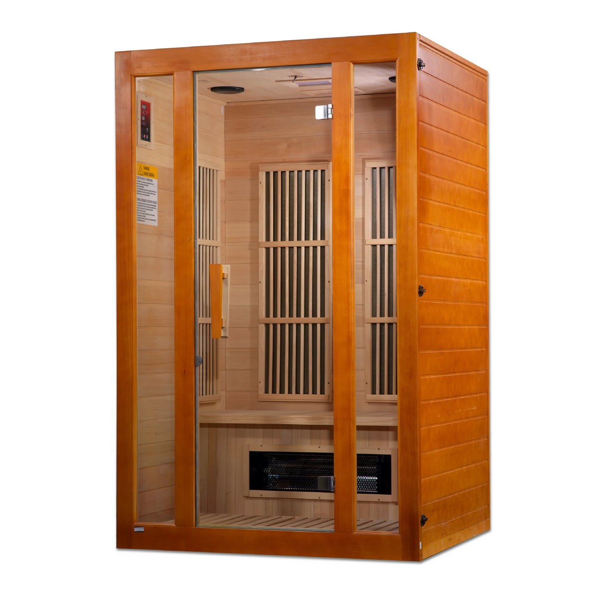 Maxxus Saunas FAR infrared Aspen model sauna constructed from Canadian hemlock wood with a two person capacity