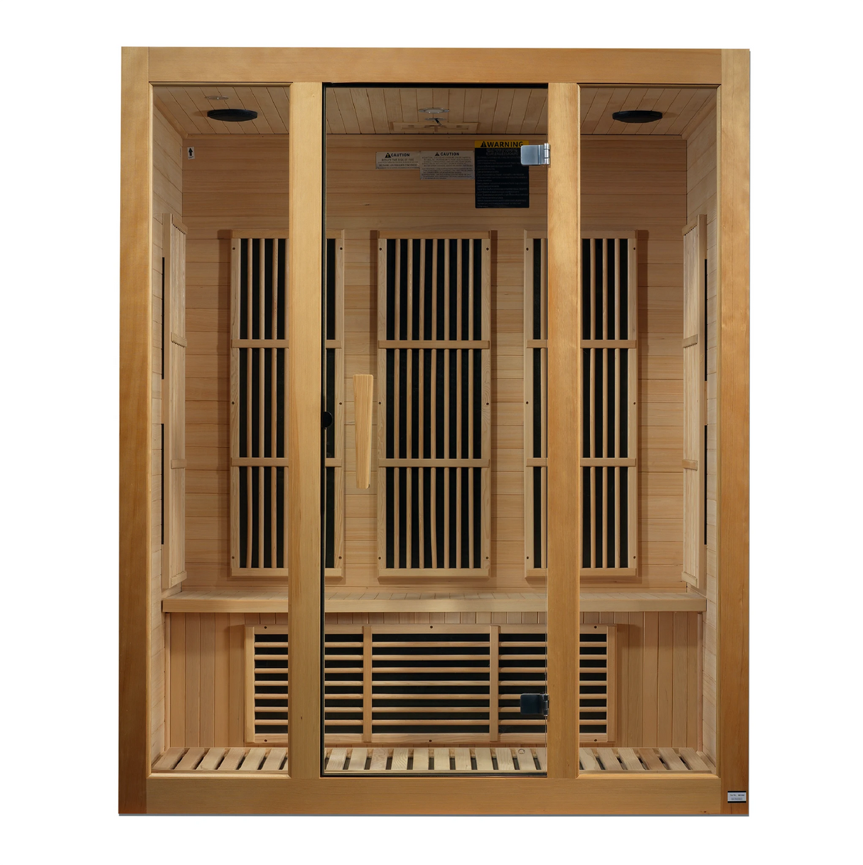 Maxxus Saunas FAR infrared Bellevue model sauna constructed from Canadian hemlock with a three person capacity