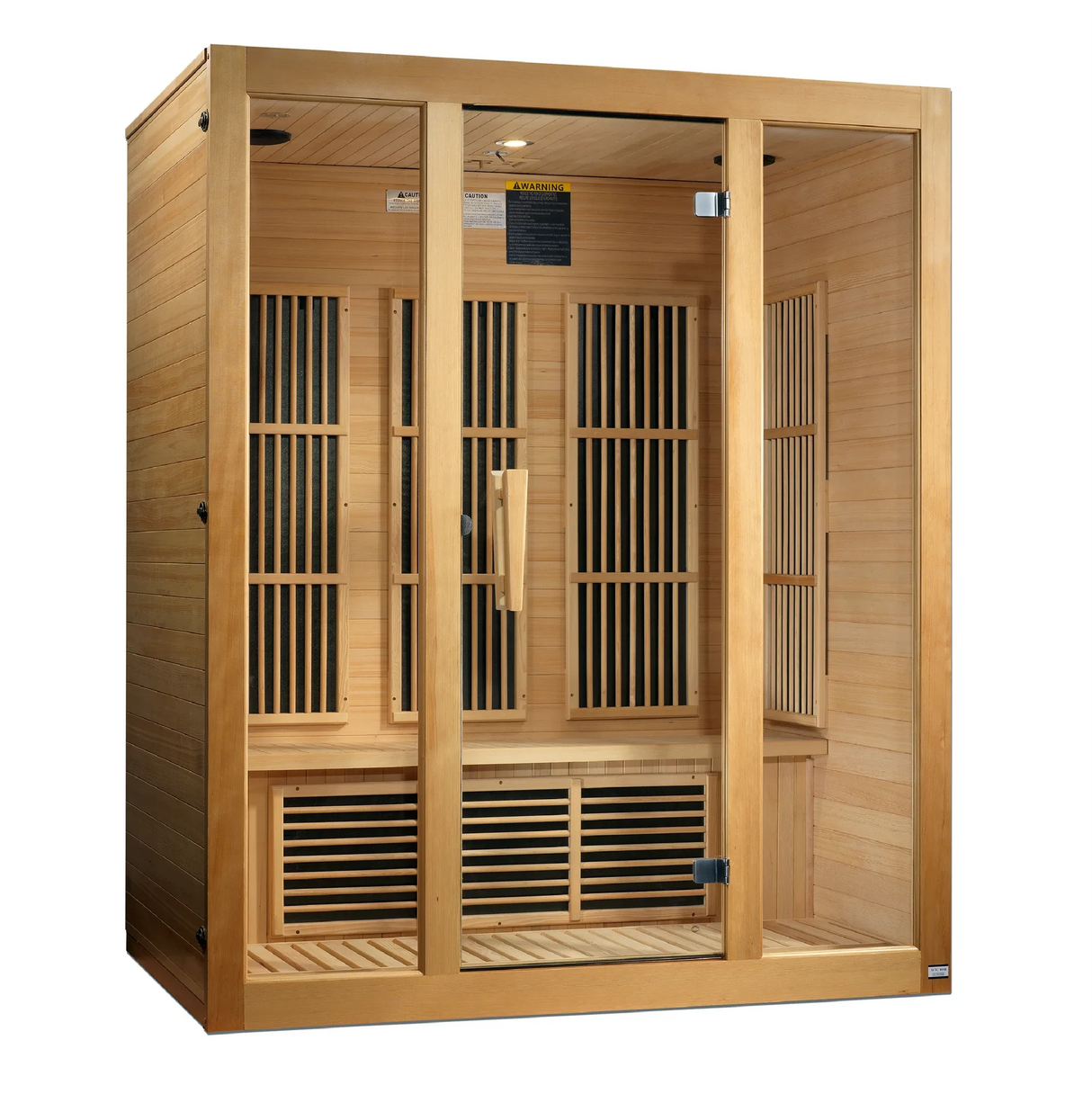 Maxxus Saunas FAR infrared Bellevue model sauna constructed from Canadian hemlock with a three person capacity
