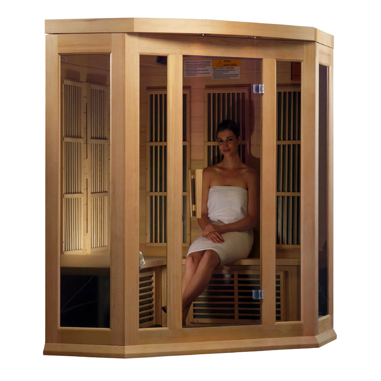 Light brown corner sauna