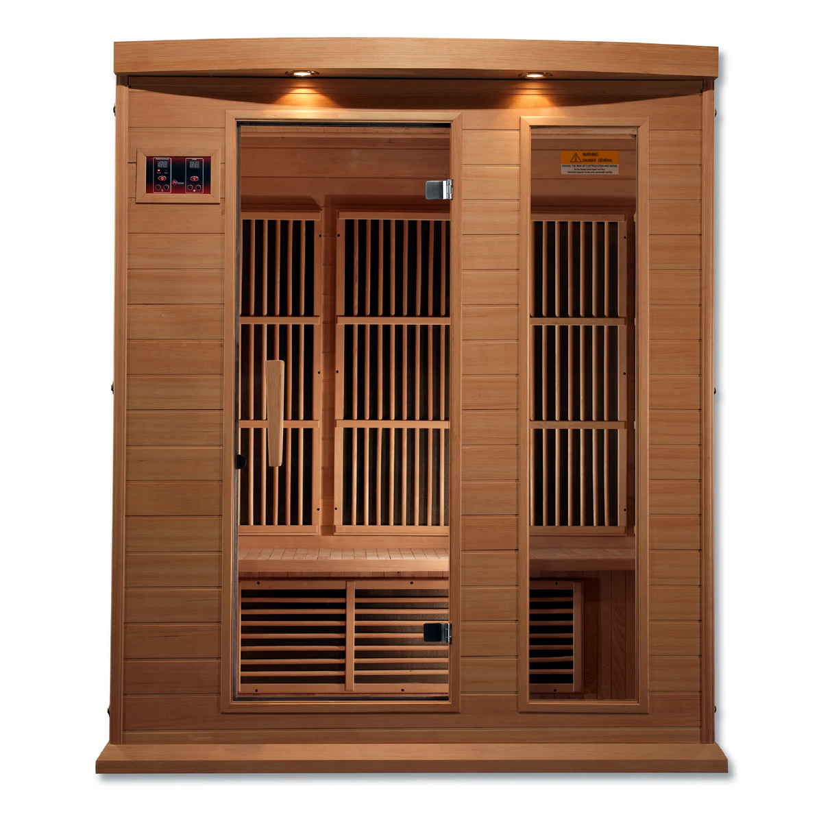 Maxxus Saunas FAR infrared Dundas model sauna constructed from Canadian hemlock with a three person capacity