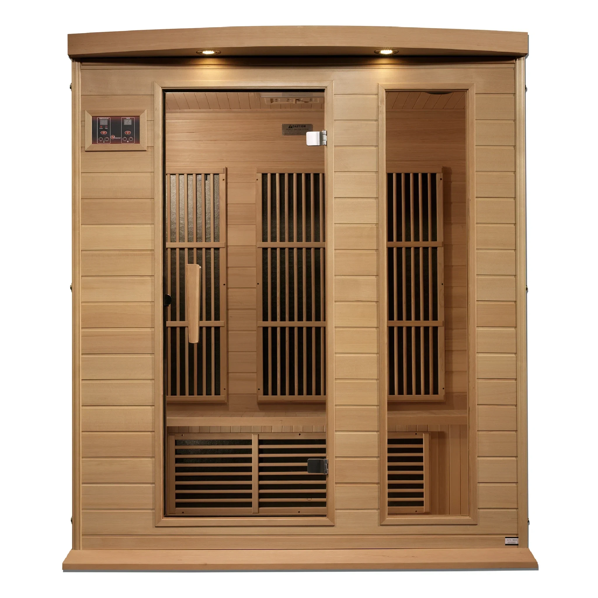Maxxus Saunas FAR infrared Dundas model sauna constructed from Canadian hemlock with a three person capacity