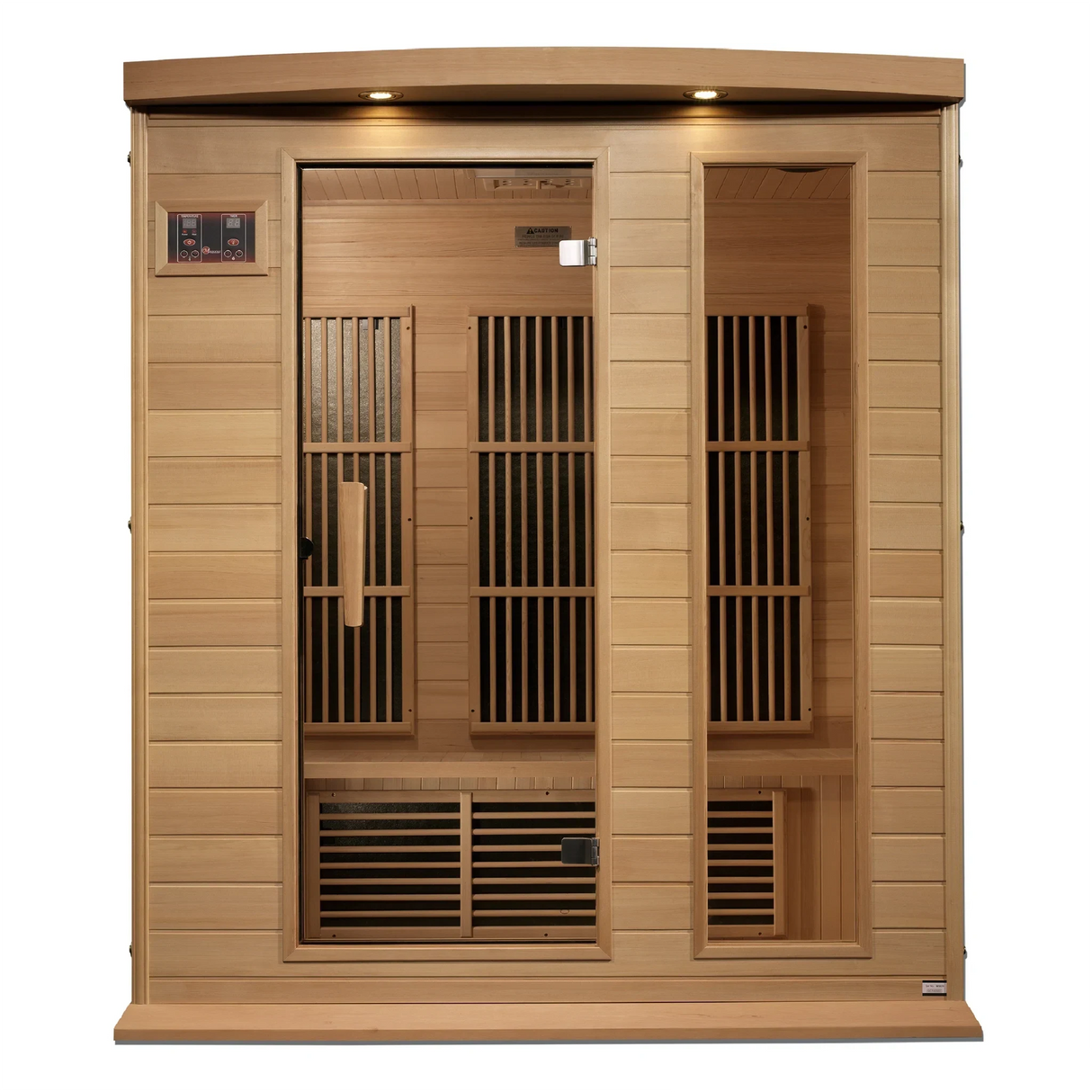 Maxxus Saunas FAR infrared Dundas model sauna constructed from Canadian hemlock with a three person capacity