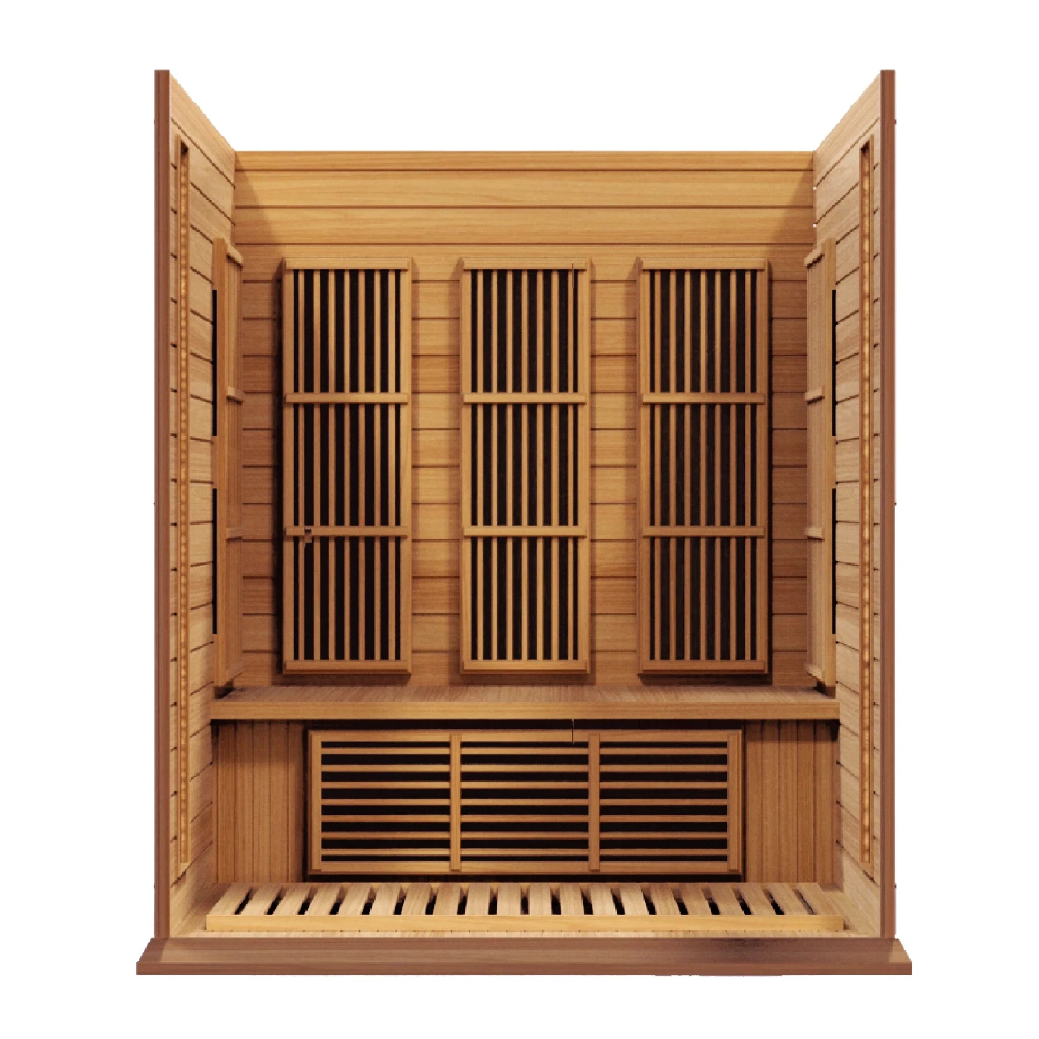 Maxxus Saunas FAR infrared Dundas model sauna constructed from Canadian hemlock with a three person capacity