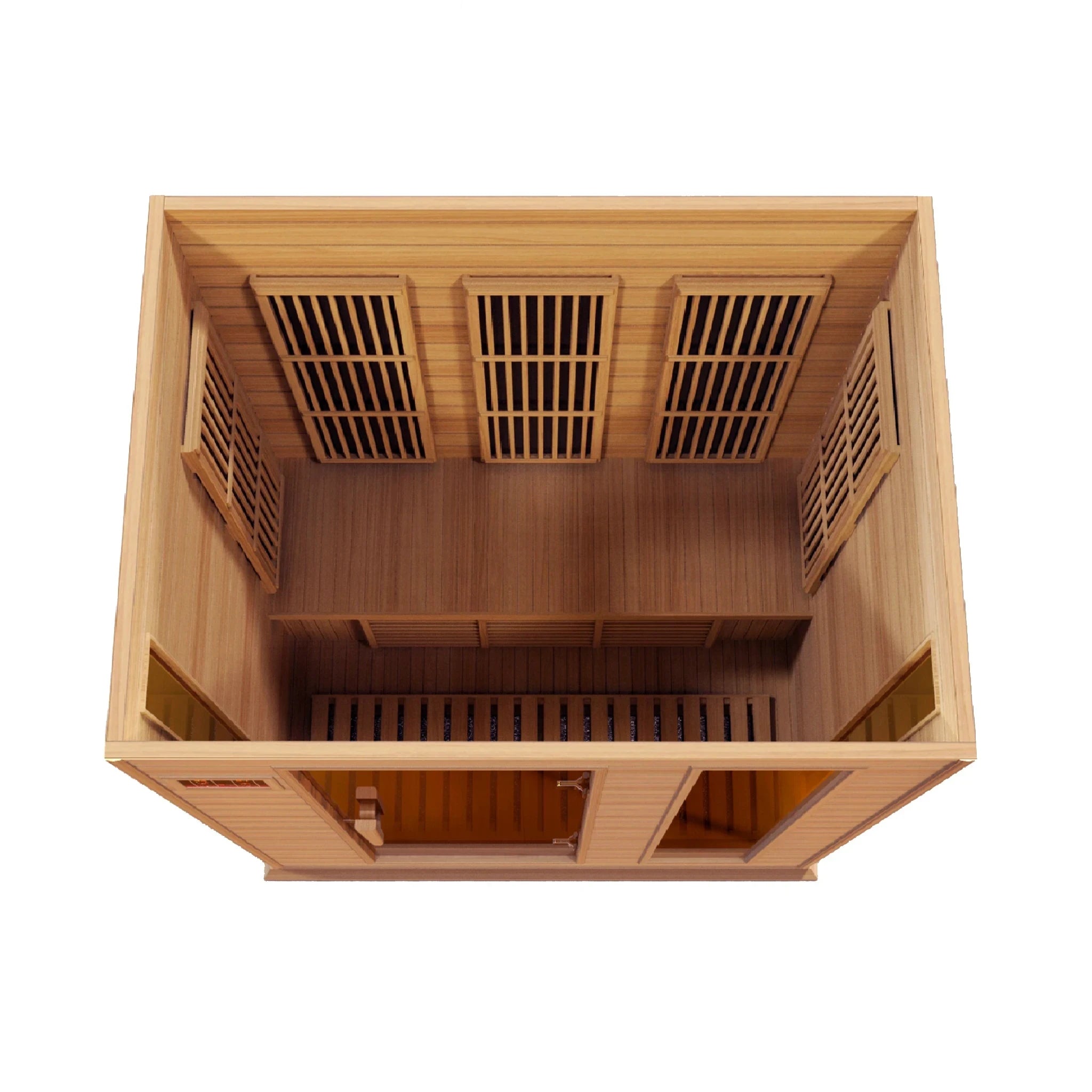 Maxxus Saunas FAR infrared Dundas model sauna constructed from Canadian hemlock with a three person capacity