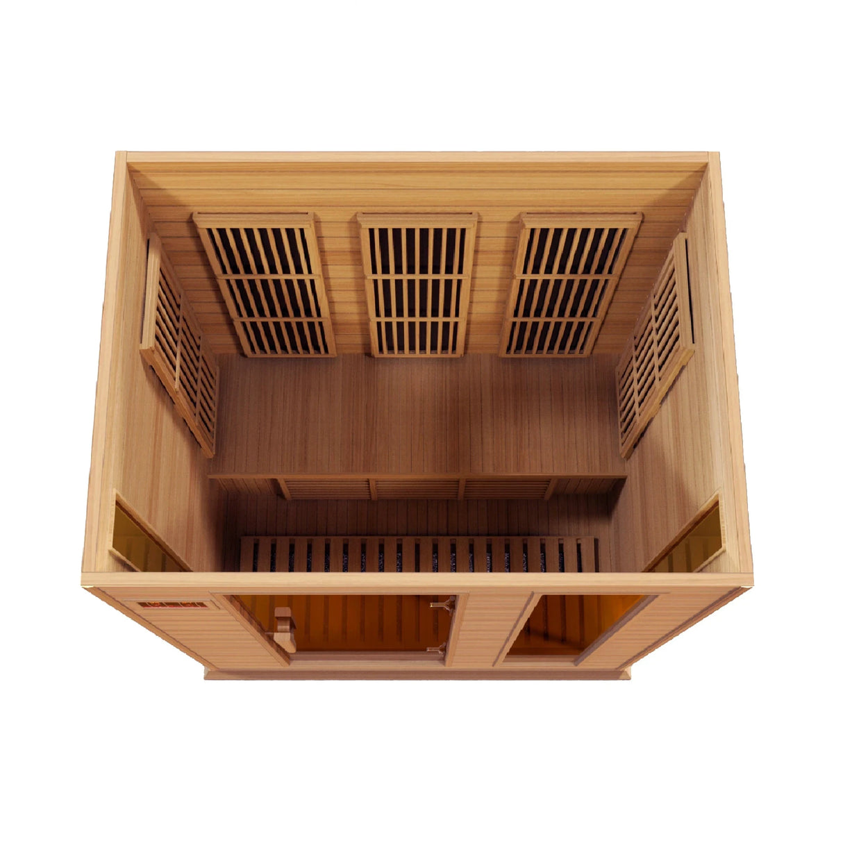 Maxxus Saunas FAR infrared Dundas model sauna constructed from Canadian hemlock with a three person capacity