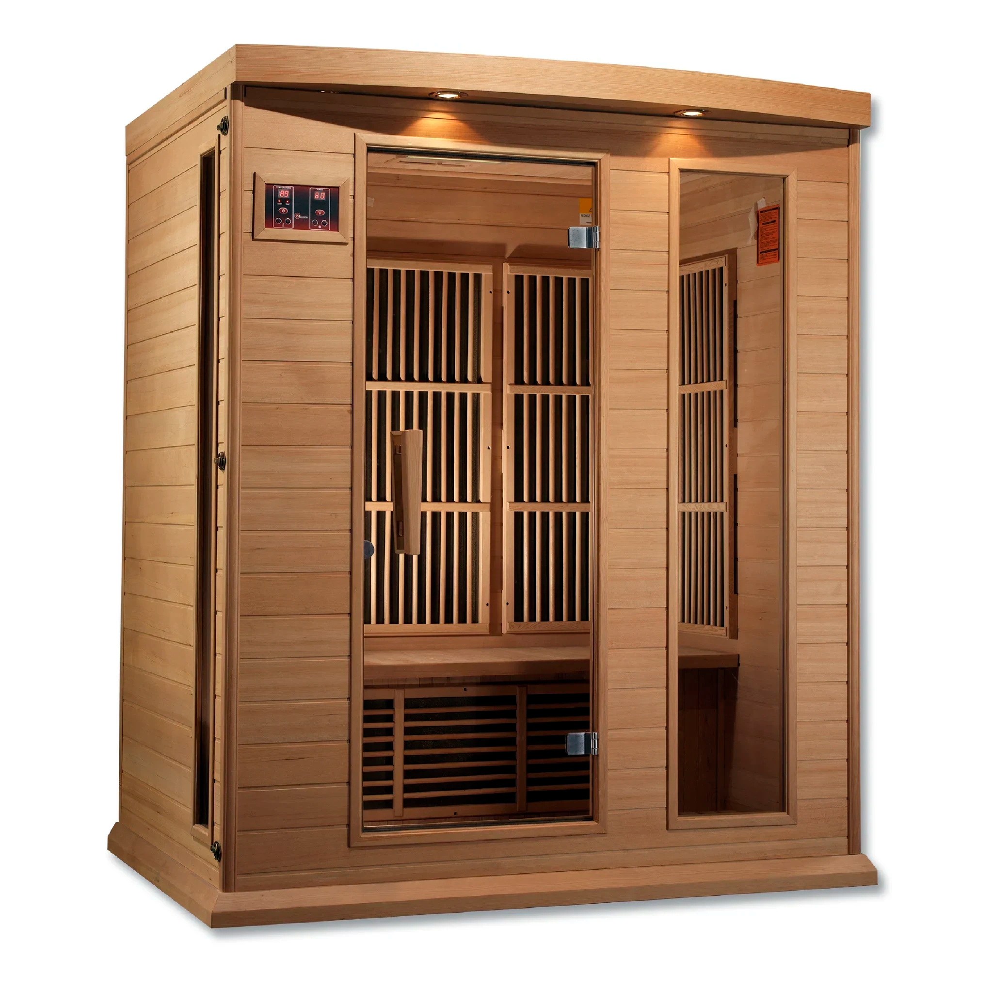 Maxxus Saunas FAR infrared Dundas model sauna constructed from Canadian hemlock with a three person capacity