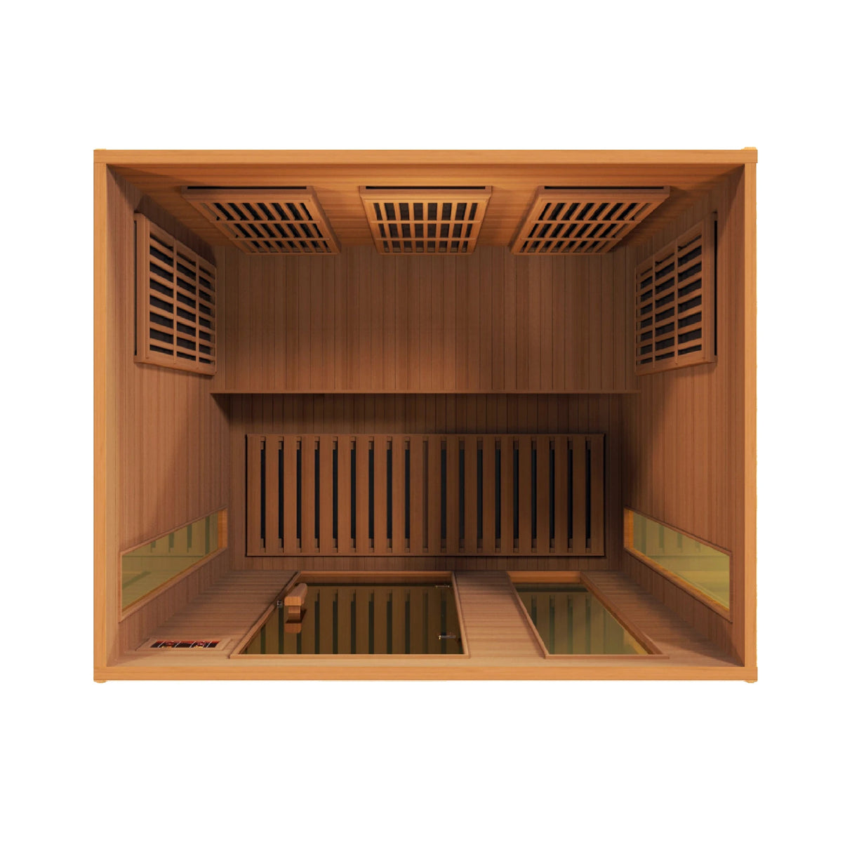 Maxxus Saunas FAR infrared Balmain model sauna constructed from Canadian red cedar with a three person capacity
