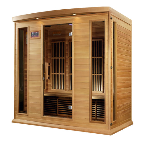 Maxxus Saunas FAR infrared Darlinghurst model sauna constructed from Canadian red cedar with a four person capacity