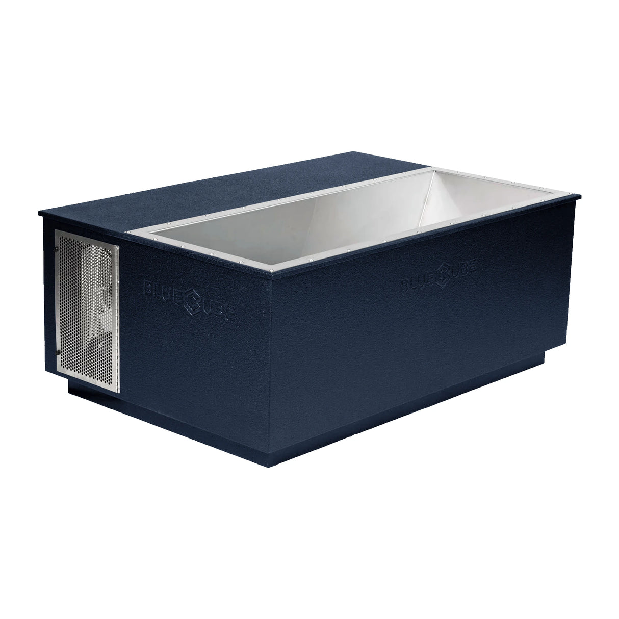 Navy BlueCube CoreChill 3 Elite Cold Plunge Tub with line-x top which is commercial grade and handmade in America