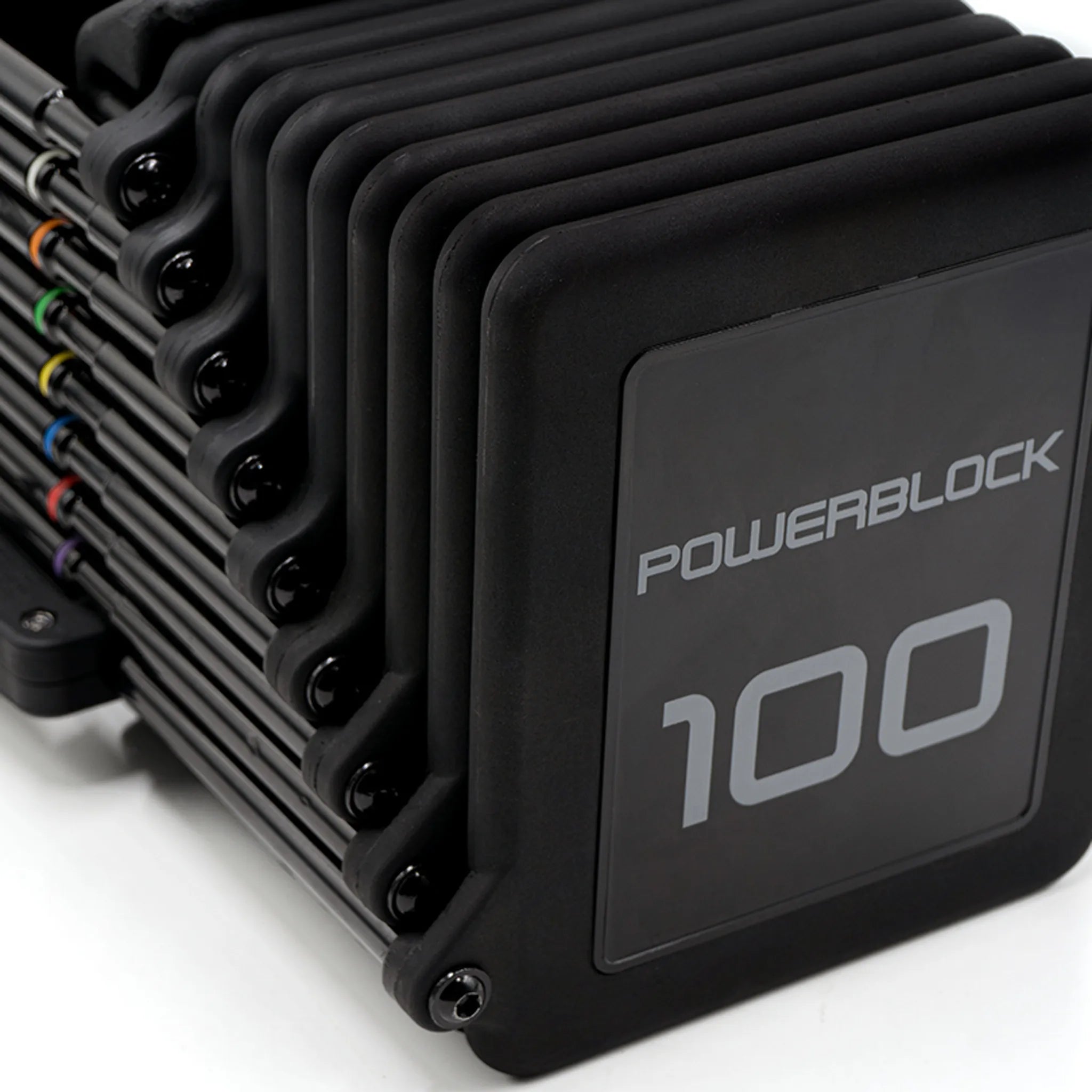 A PowerBlock Pro 100 dumbbell
