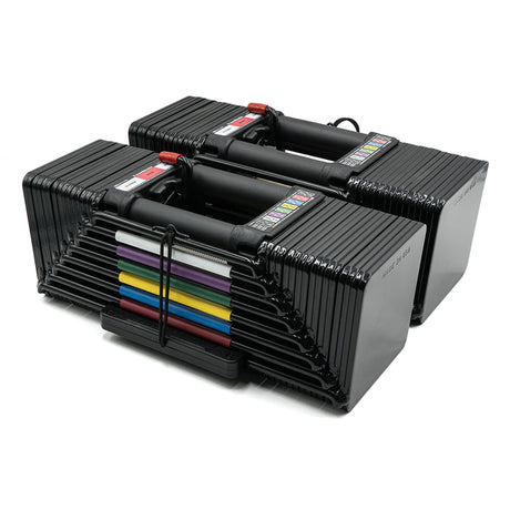 A pair of PowerBlock Elite USA 90 dumbbells