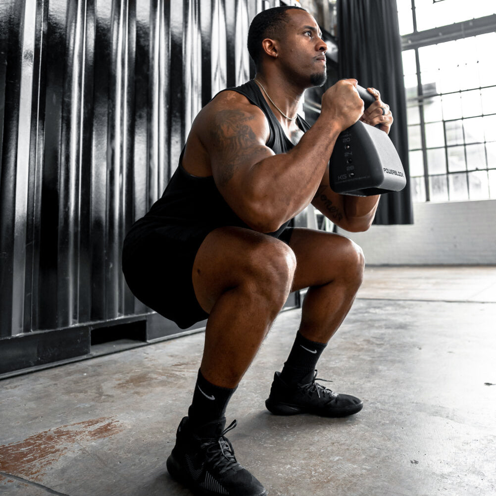 PowerBlock Commercial Heavy Adjustable Kettlebell - Commercial Four In One Kettlebell Weighing 35lb, 44lb, 53lb, and 62lb