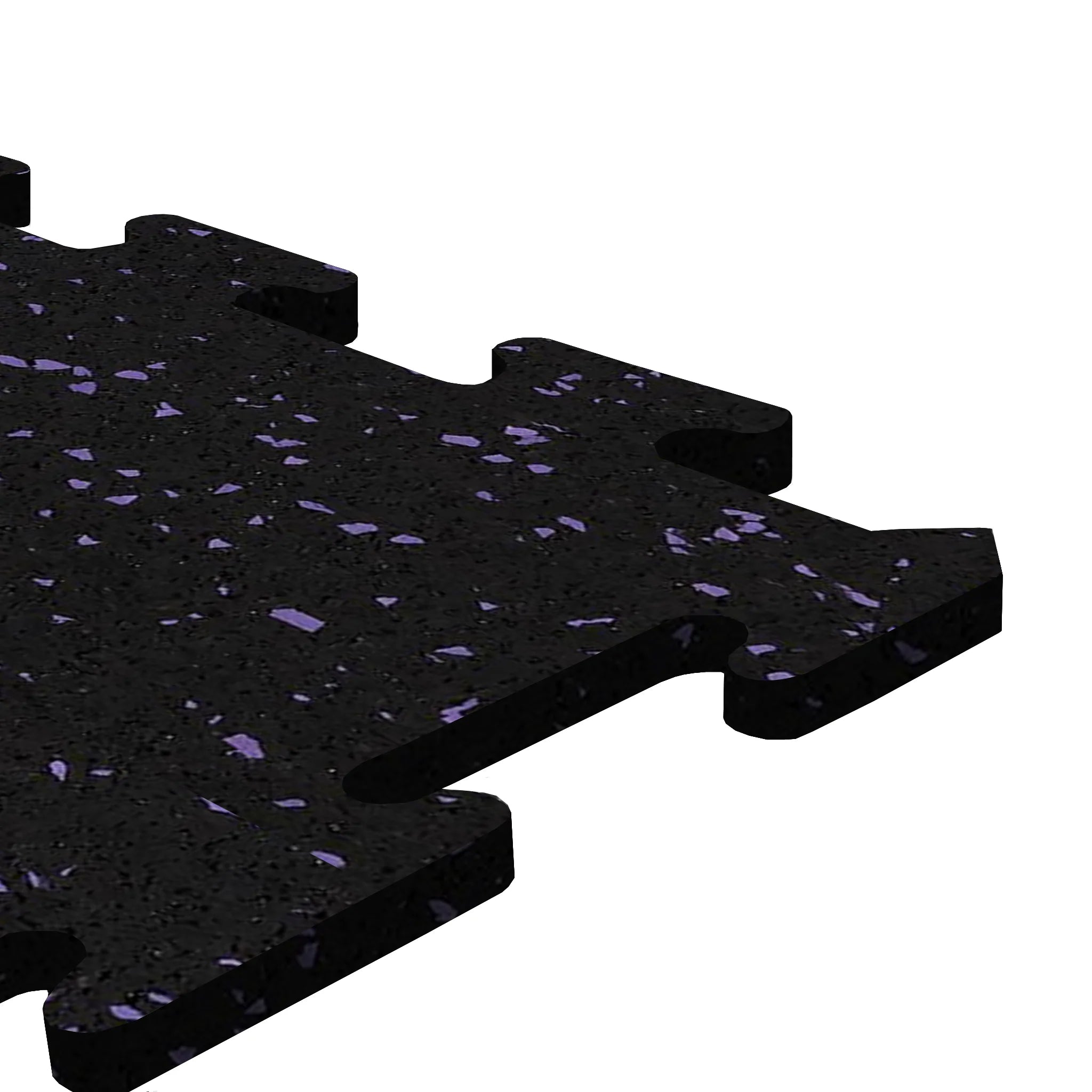 A black and purple Ecore Athletic interlocking rubber gym flooring tile for homes