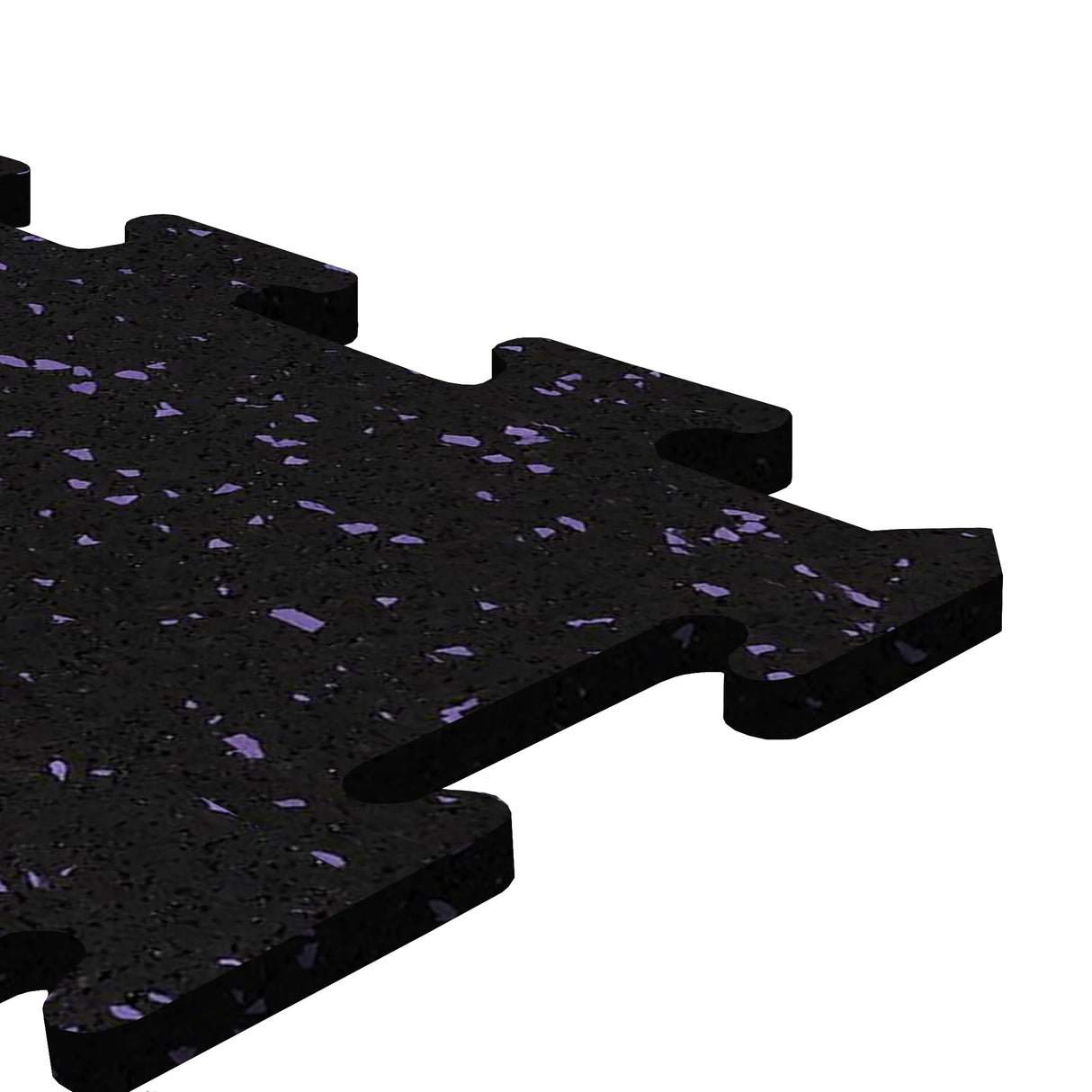 A black and purple Ecore Athletic interlocking rubber gym flooring tile for homes