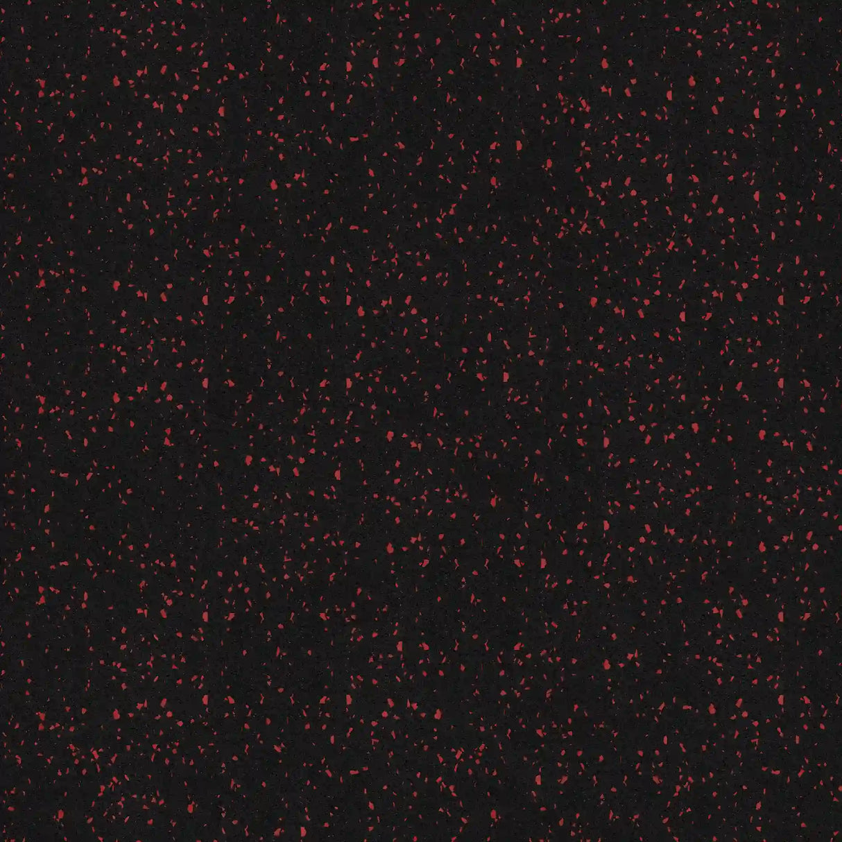The ECORE Athletic ECORE Rubber Floor Tiles - 8mm Interlocking feature a black surface with subtle small red specks, creating an understated, speckled pattern throughout.
