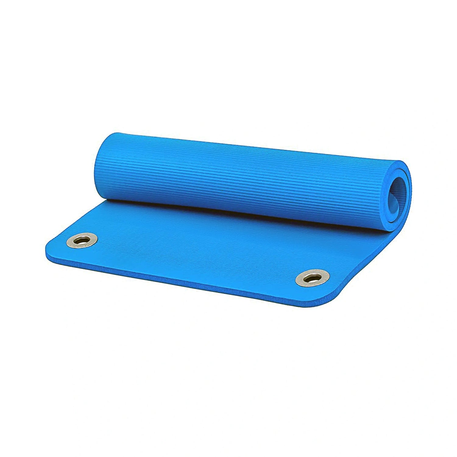 Short blue exercise mat with eyelets by CanDo