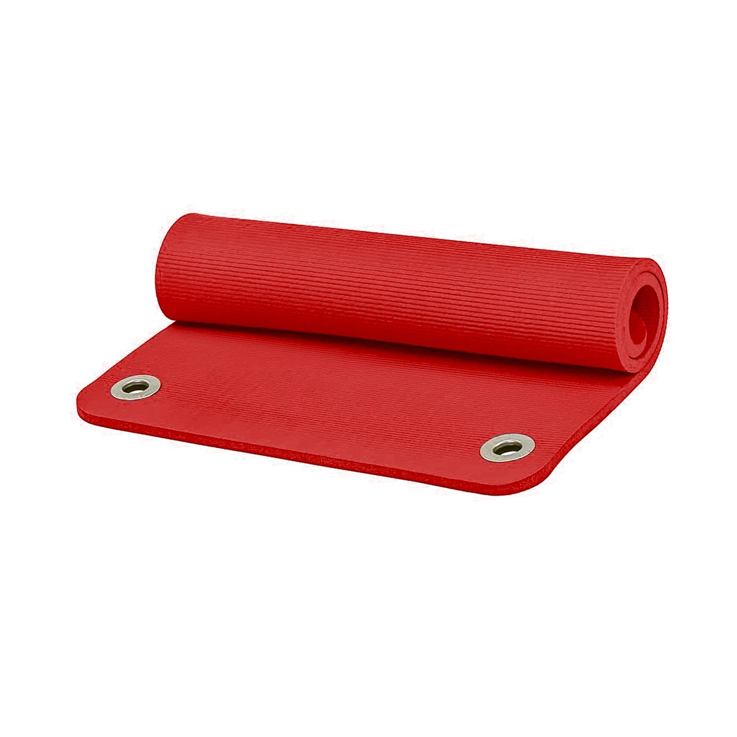 Short red exercise mat with eyelets by CanDo