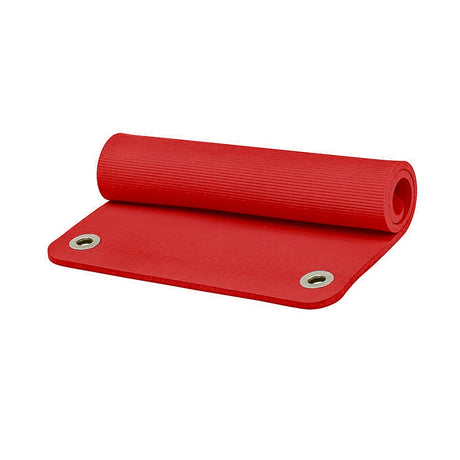 Short red exercise mat with eyelets by CanDo