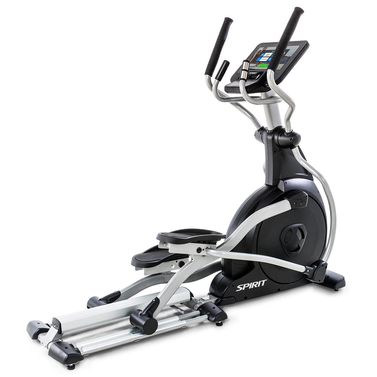 Spirit Fitness CE800ENT light commercial grade elliptical with interactive touchscreen and heart rate hand sensors