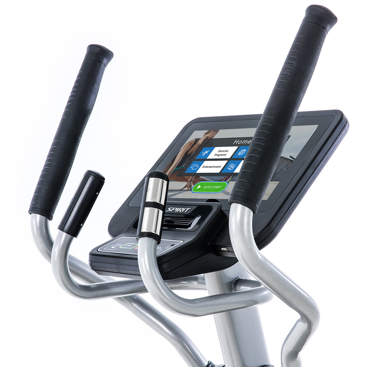 Spirit Fitness CE800ENT light commercial grade elliptical with interactive touchscreen and heart rate hand sensors
