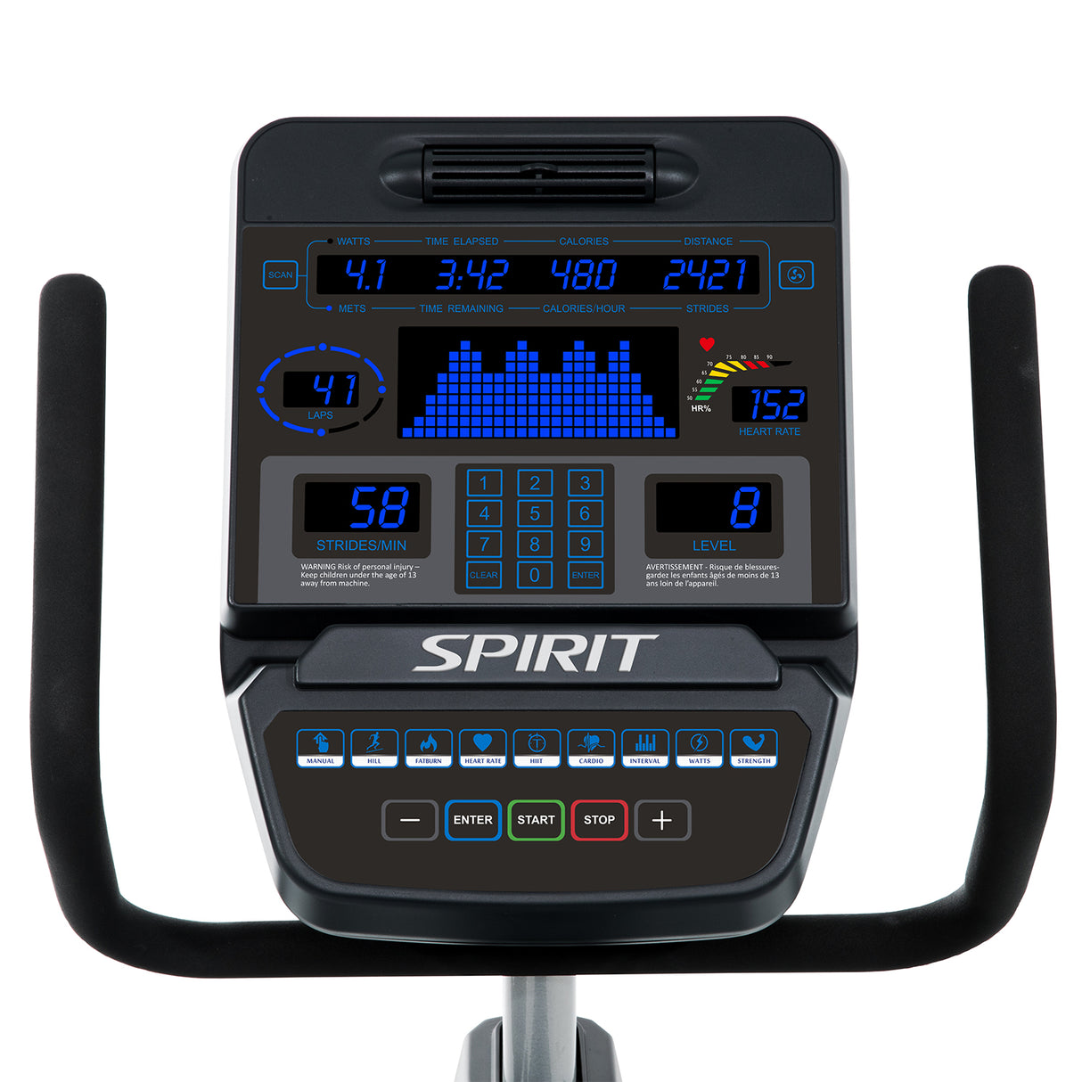 Spirit Fitness CE900 full commercial industrial grade elliptical with LCD screen and heart rate sensors