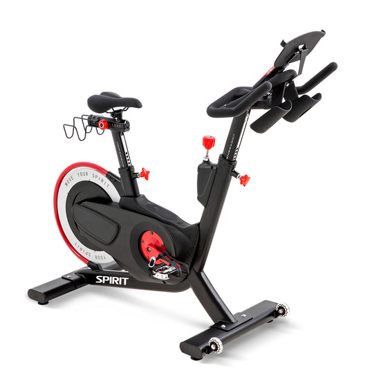 Spirit Fitness CIC850 - Commercial Grade Indoor Spin Cycle Bike with LCD Display, Water Bottle Holder, Magnetic Resistance, 37 Pound Flywheel, Adjustable Seat, and SPD Clip as well as Toe Cage Pedals