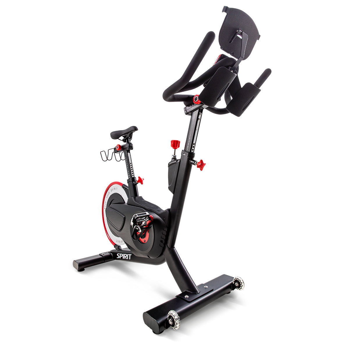 Spirit Fitness CIC850 commercial grade indoor spin cycle bike with LCD display and water bottle holder