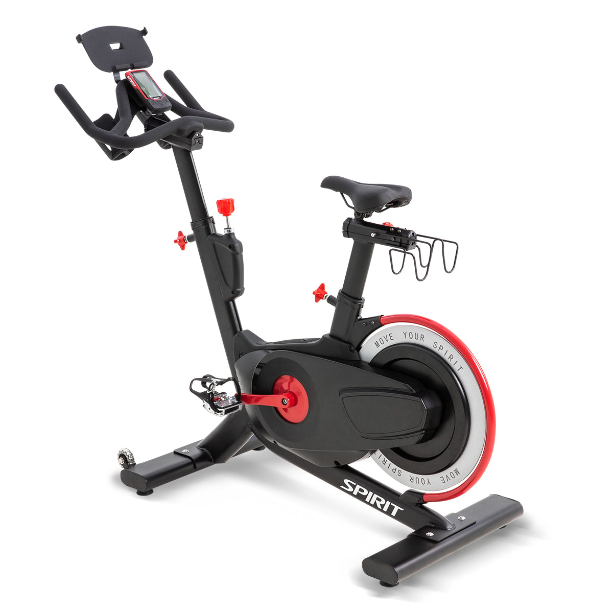 Spirit Fitness CIC850 commercial grade indoor spin cycle bike with LCD display and water bottle holder