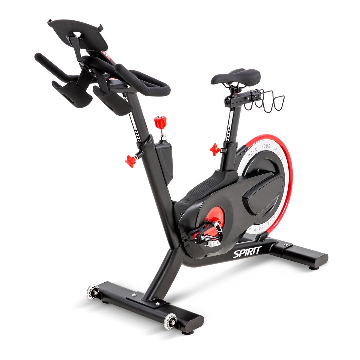 Spirit Fitness CIC850 commercial grade indoor spin cycle bike with LCD display and water bottle holder