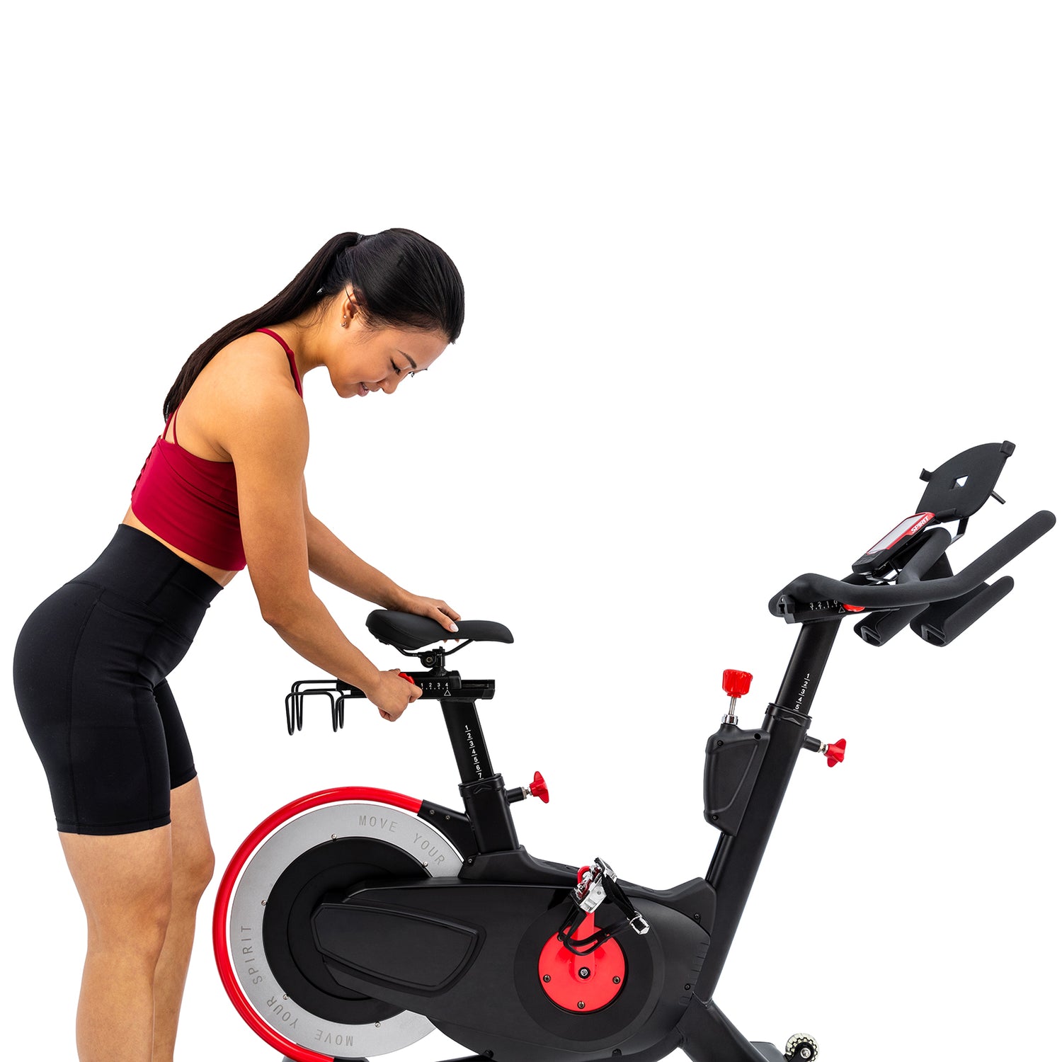 Spirit Fitness CIC850 commercial grade indoor spin cycle bike with LCD display and water bottle holder