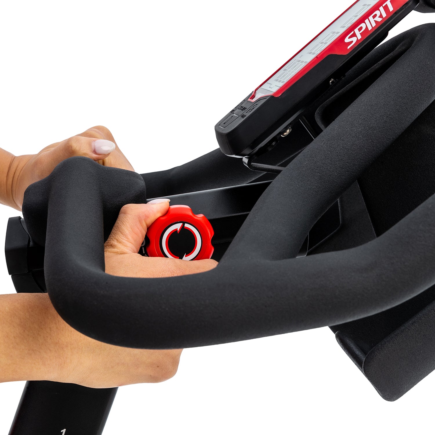 Spirit Fitness CIC850 commercial grade indoor spin cycle bike with LCD display and water bottle holder