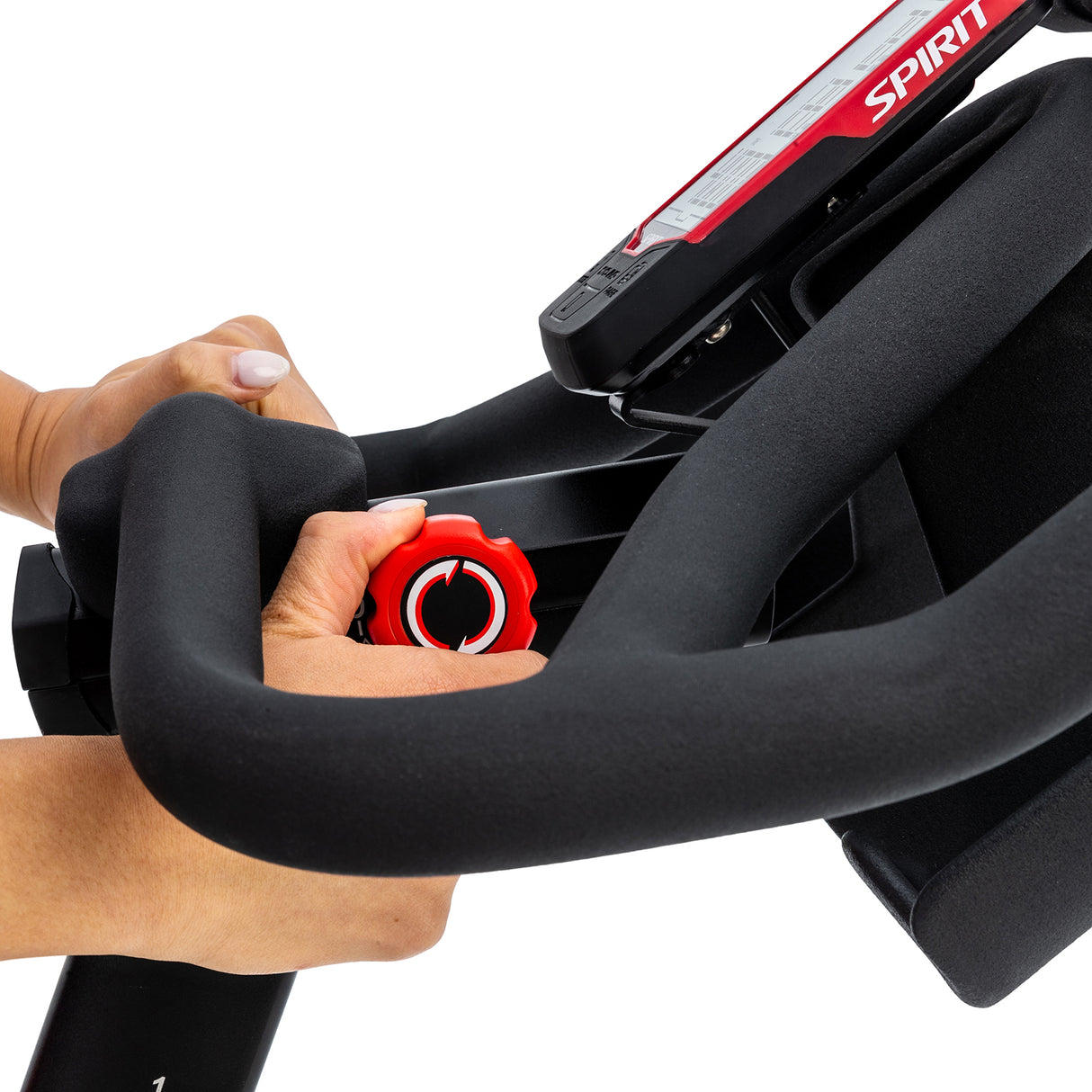 Spirit Fitness CIC850 commercial grade indoor spin cycle bike with LCD display and water bottle holder