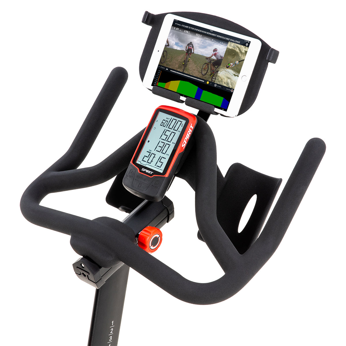 Spirit Fitness CIC850 commercial grade indoor spin cycle bike with LCD display and water bottle holder