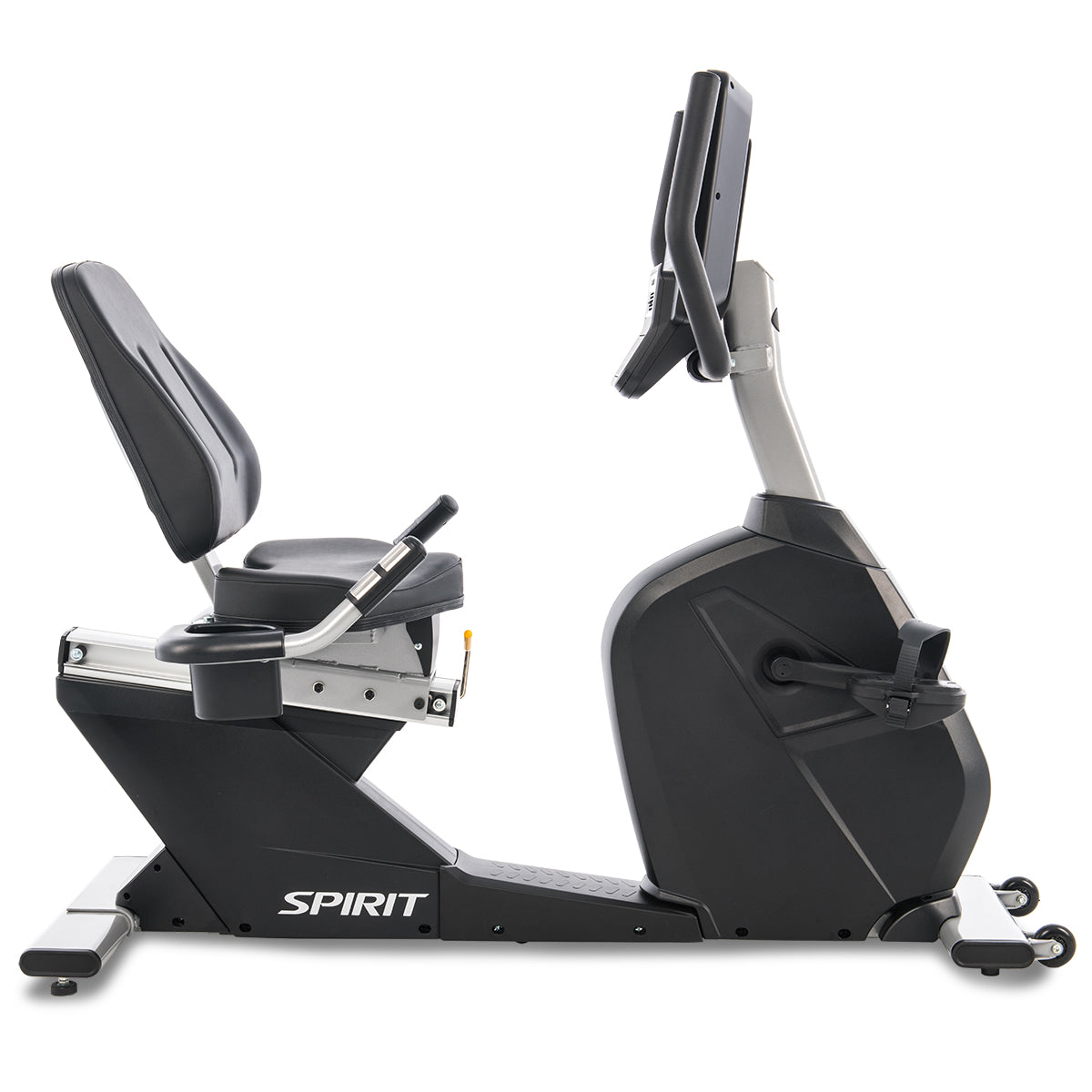 Cordless Spirit Fitness CR800 light commercial recumbent bike with LED display
