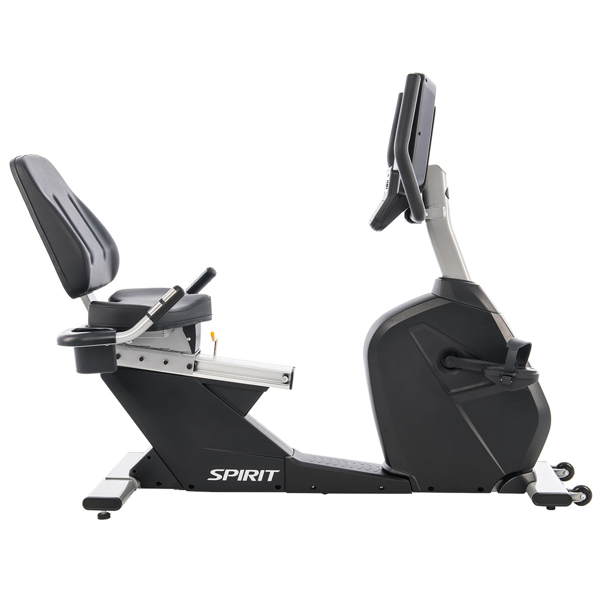 Cordless Spirit Fitness CR800 light commercial recumbent bike with LED display