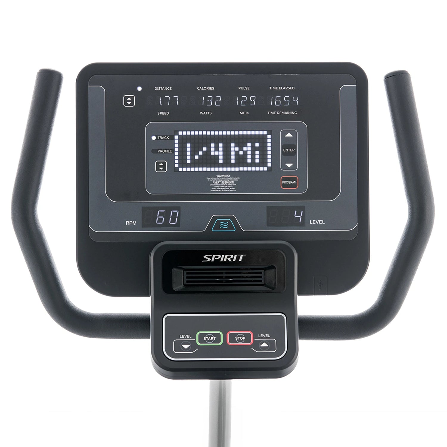 Cordless Spirit Fitness CR800 light commercial recumbent bike with LED display